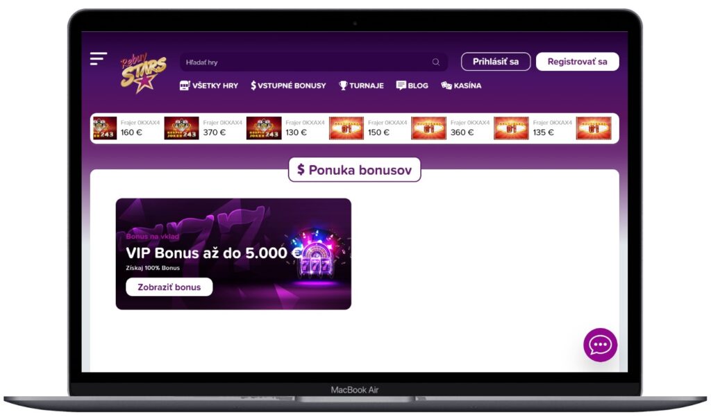 Ponuka bonusu na vklad v kasíne Rebuy Stars