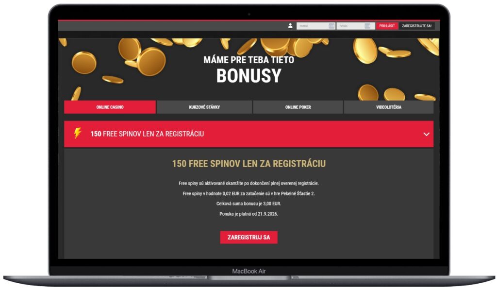 Ponuka free spinov za registráciu na stránke bonusov SynotTip
